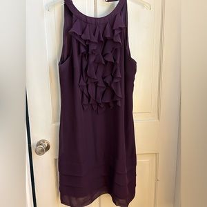 Dress Dark purple (eggplant) sheer overlay dress with ruffled front. Shift style